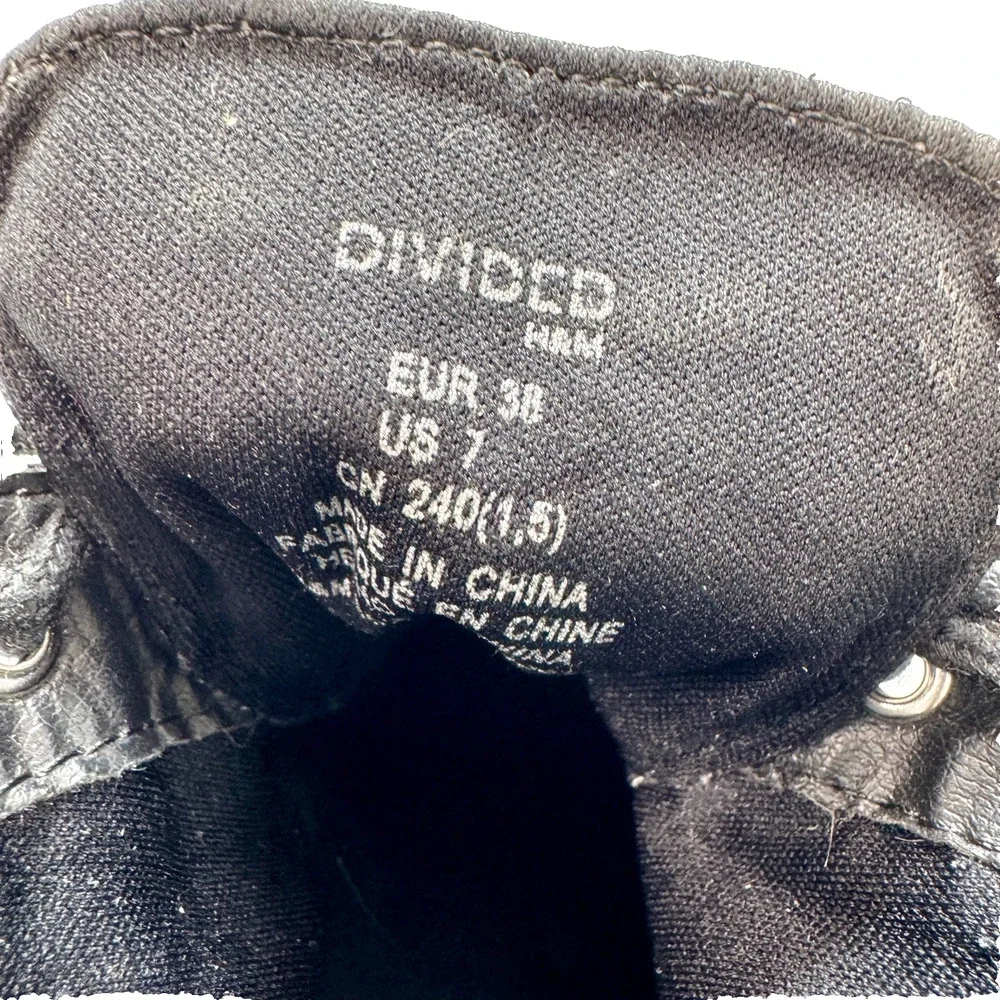 H&M Divided Platform Combat Boots Lace Up Lug Sole Women 7 Black